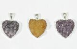 Lot: Druzy Amethyst Heart Pendants - Pieces #84082-2